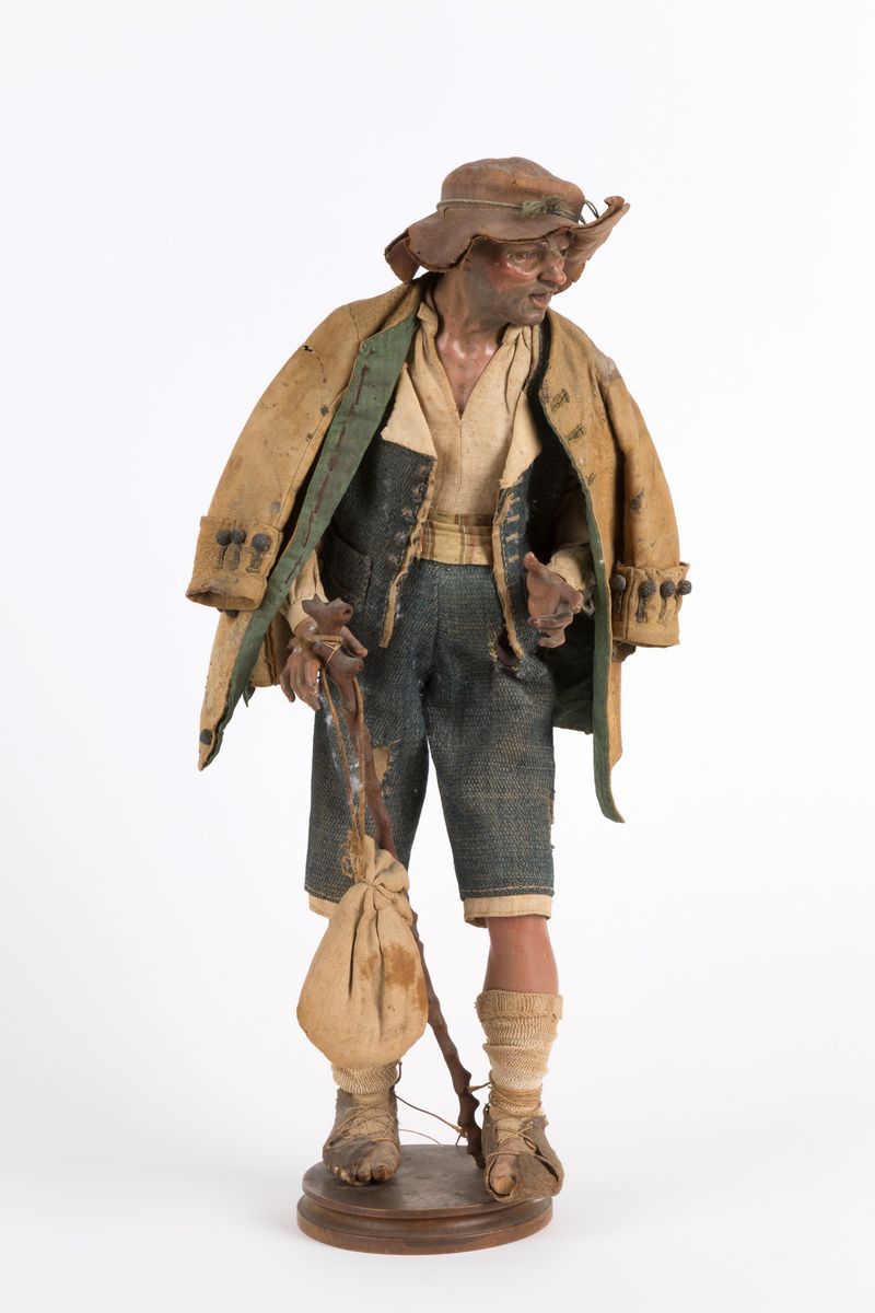 Francesco Celebrano (napoli, 1729-1814). Pastore in Terracotta, Legno, Paglia