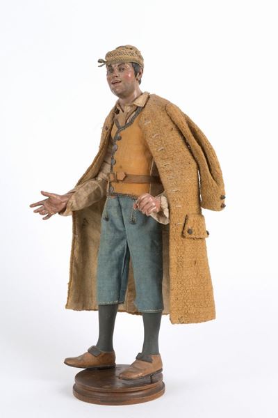 Matteo Bottiglieri (castiglione del Genovesi, 1684-1757). Pastore in Terracotta, Legno, Paglia