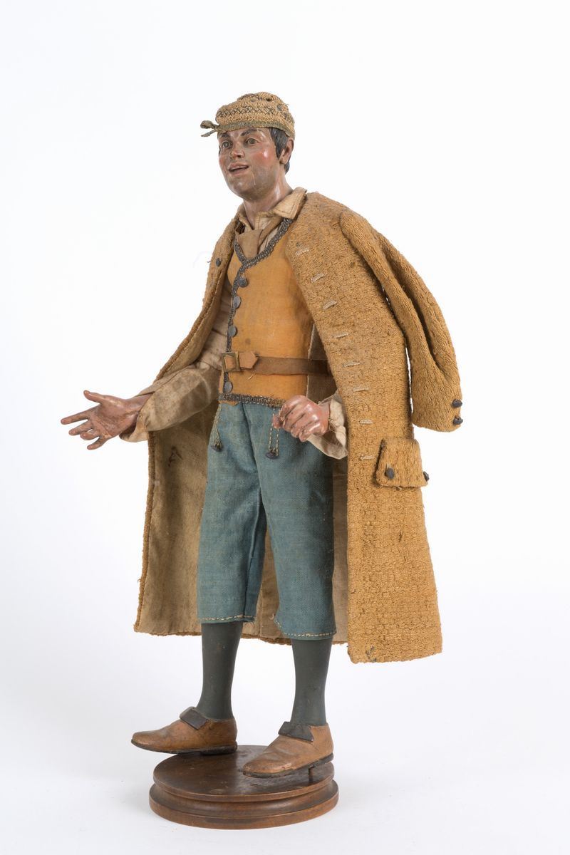 Matteo Bottiglieri (castiglione del Genovesi, 1684-1757). Pastore in Terracotta, Legno, Paglia