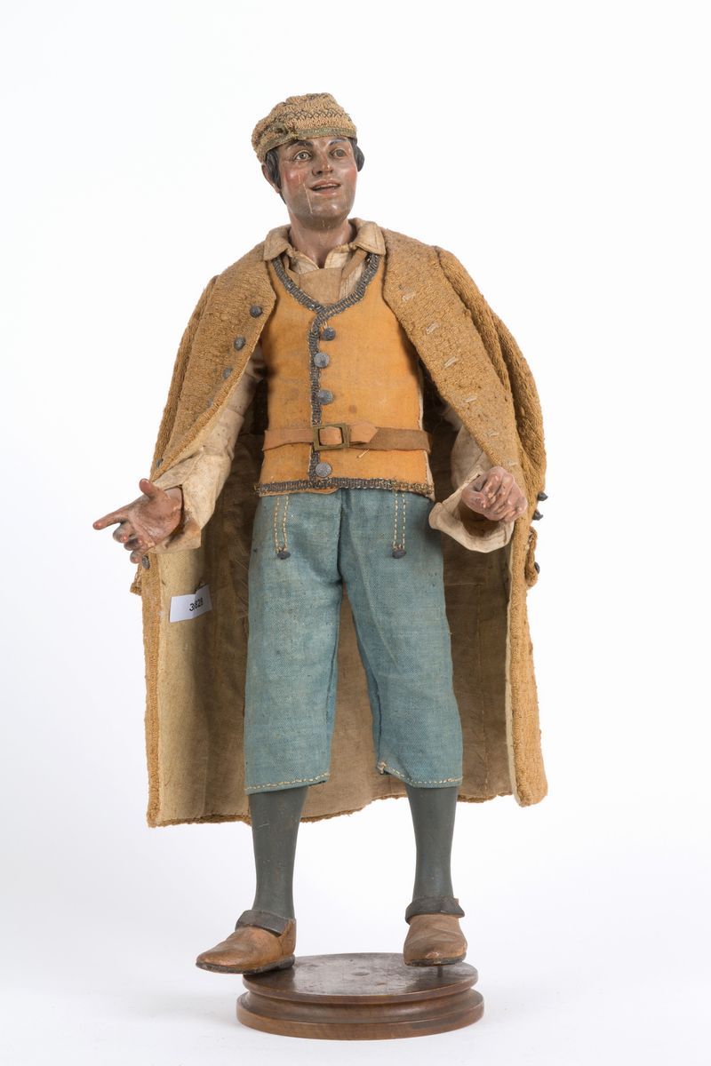 Matteo Bottiglieri (castiglione del Genovesi, 1684-1757). Pastore in Terracotta, Legno, Paglia