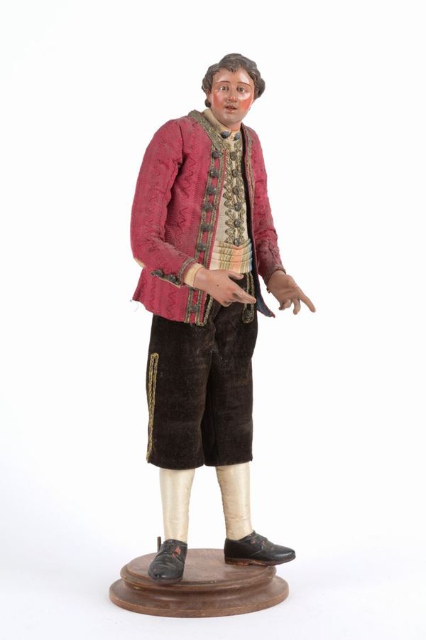Pastore in terracotta, legno e paglia 