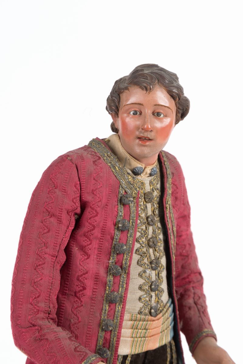 Pastore in Terracotta, Legno e Paglia