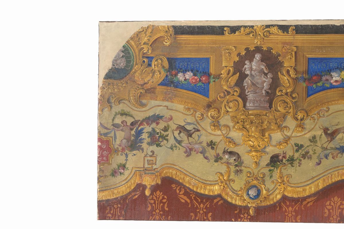 Dipinto Olio su Tela Raff. ''festoni con Ghirlande di Fiori,