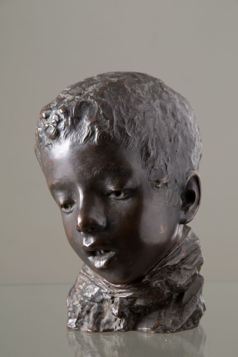 Vincenzo Gemito (napoli, 1852-1929). Scultura in Bronzo Raff. ''testa di Bambino''