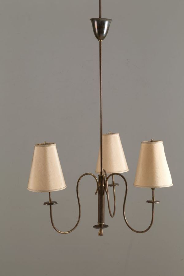 Lampadario tre bracci in ottone. Anni '50-'60.
...