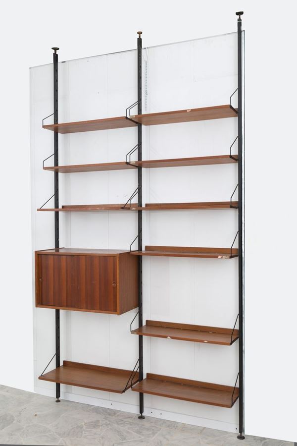 Libreria in ferro color nero con modulo due ante scorrevoli e dieci mensole in ...