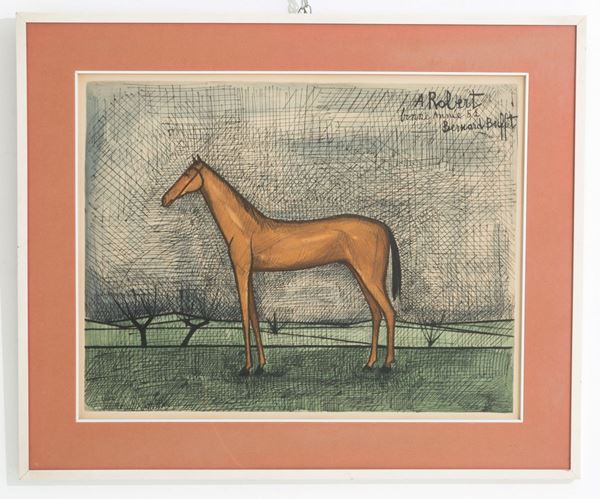 BERNARD  BUFFET - BERNARD BUFFET (Parigi, 1928 - Tourtour, 1999). Litografia su carta raff. ''CAV...