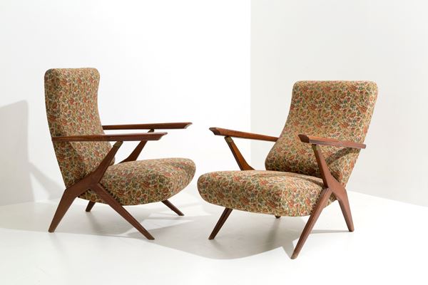 ANTONIO GORGONE. - Two armchairs with reclining backs