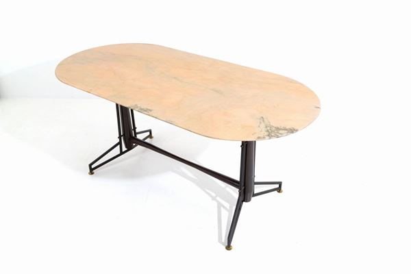 Oval table with yellow onyx top