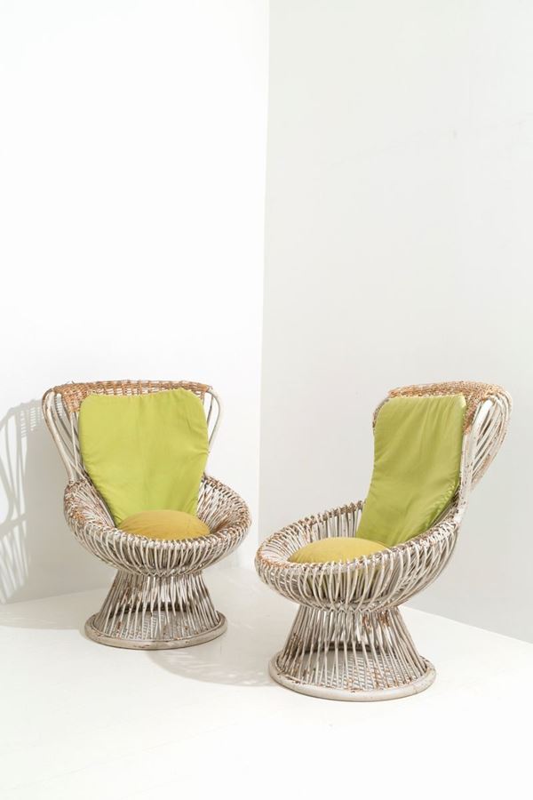 FRANCO  ALBINI - FRANCO ALBINI (Robbiate, 1905 - Milano, 1977) per BONACINA. Coppia di poltrone ...