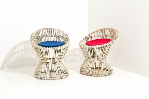 FRANCO  ALBINI - FRANCO ALBINI (Robbiate, 1905 - Milano, 1977) per BONACINA. Coppia di poltrone ...