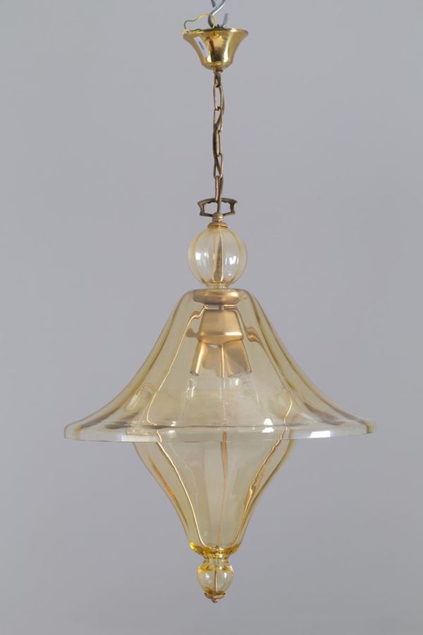 Blown glass chandelier