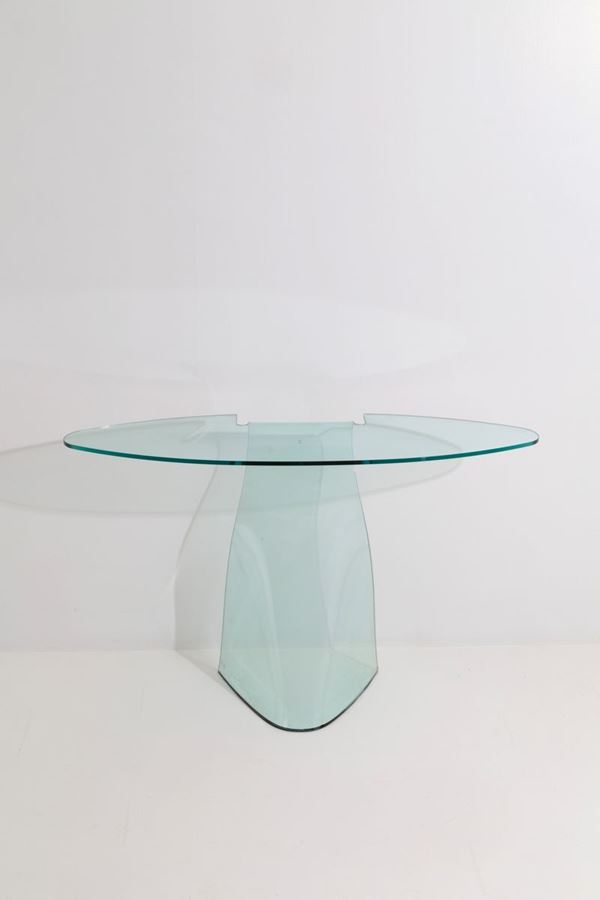 Dama console in curved glass
