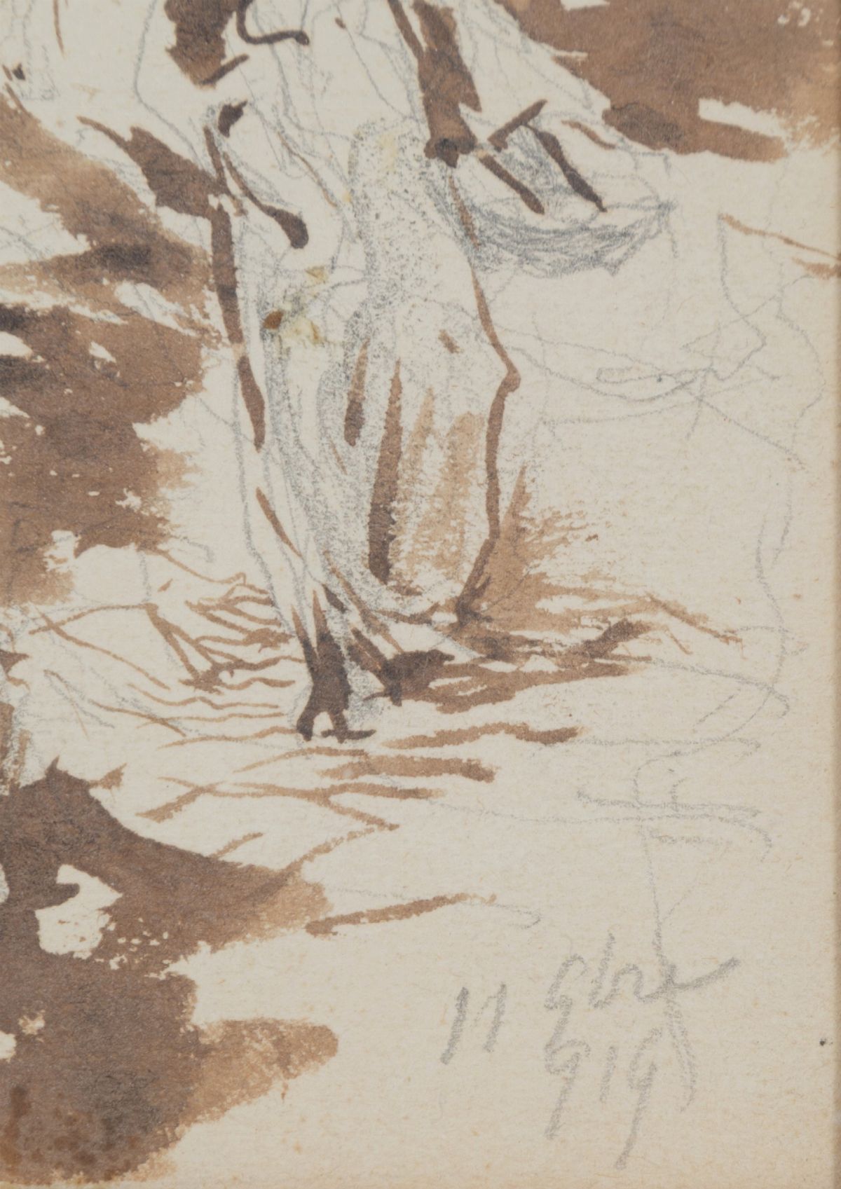 Pompeo Mariani - Acquarello ''figure in Montagna''
