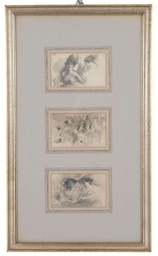 POMPEO MARIANI - Three pencil drawings on paper