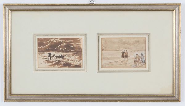 POMPEO MARIANI - Two watercolors on paper
