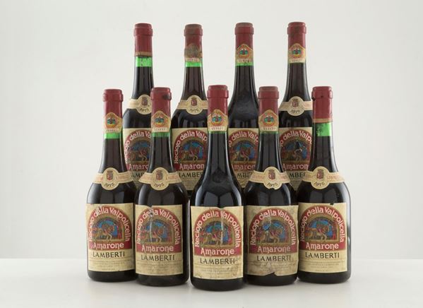 Amarone Recioto della Valpolicella Lamberti 1975 (9 bt)....  - Asta MILANO DECOR - Asta di Antiquariato, Vini e Distillati - Viscontea Casa d'Aste