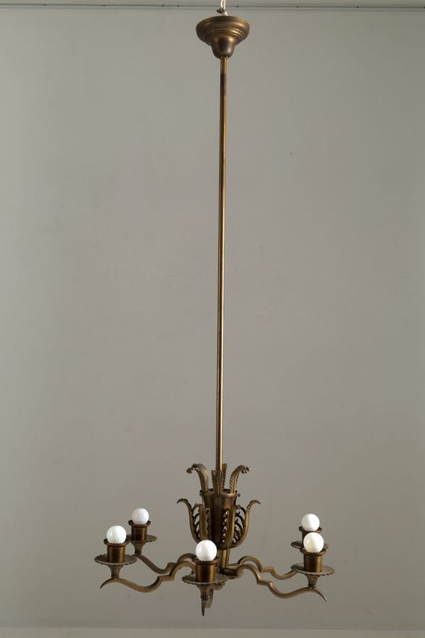 EMILIO LANCIA - EMILIO LANCIA (Milano, 1890 - Besozzo, 1973). Lampadario in bronzo. Anni '30....