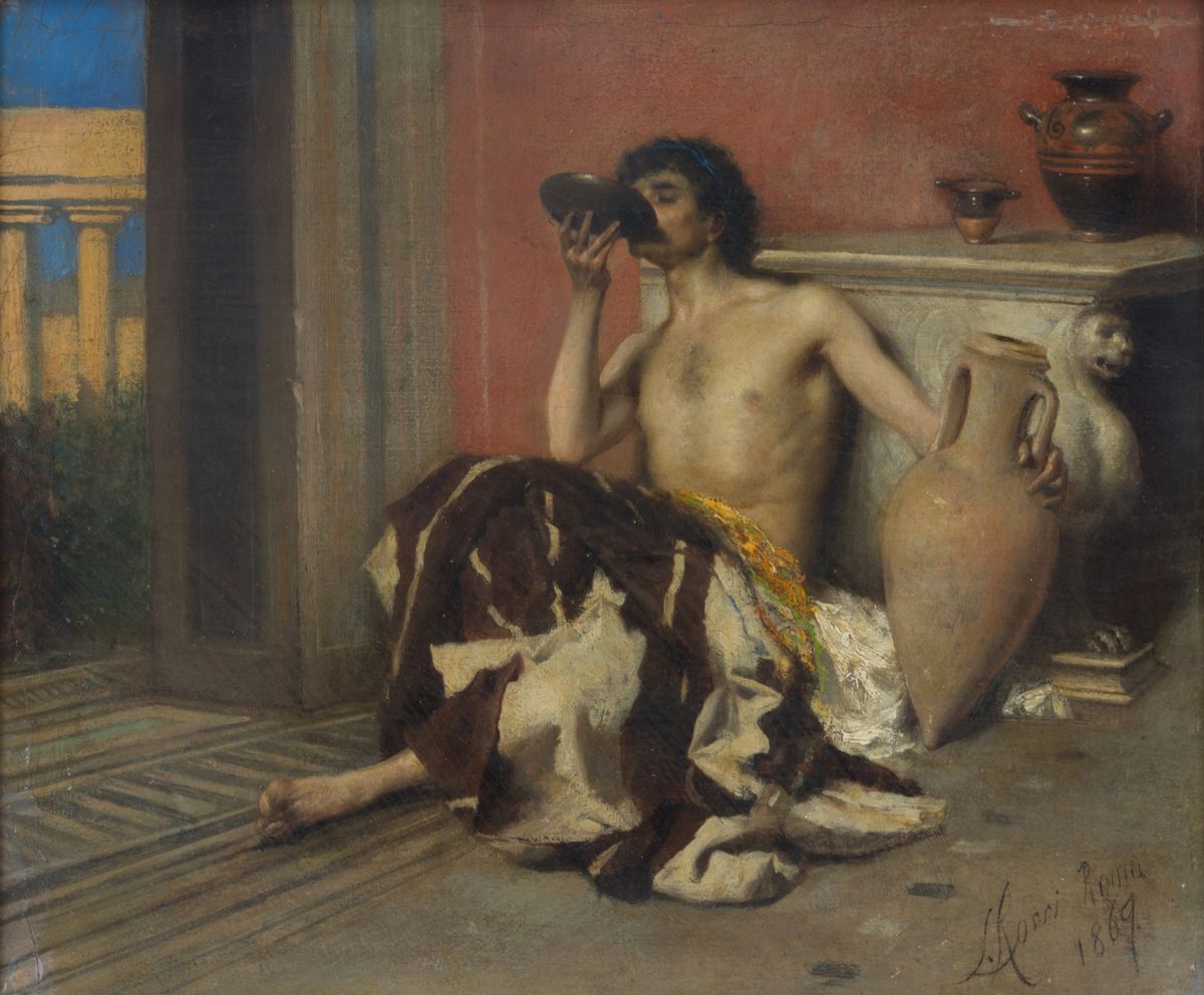 Dipinto "nudo di Uomo che Beve"
