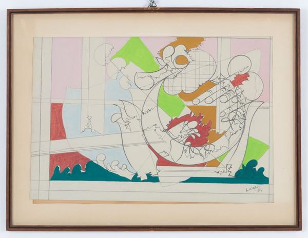 RENATO VOLPINI - Tempera painting on paper