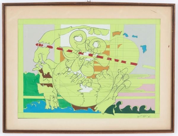 RENATO VOLPINI - Tempera painting on paper