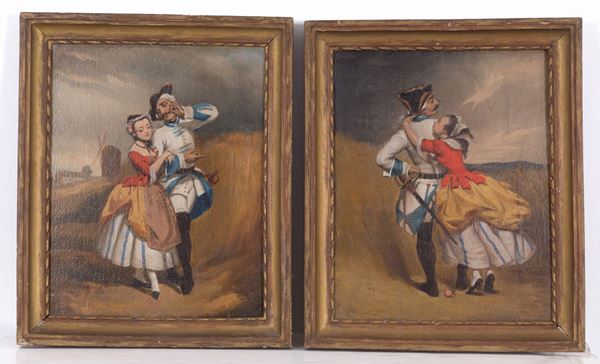 Two oil paintings on canvas