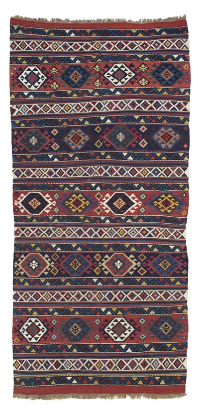 Kilim Shirwan, lana con dettagli in cotone, Caucaso, XIX secolo