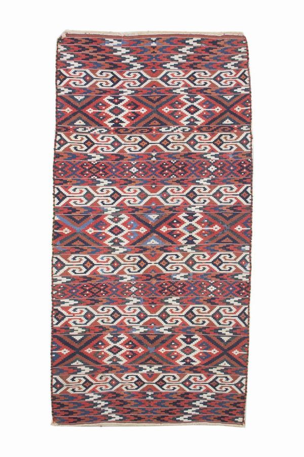 Kilim Yomut in lana e il colore bianco in cotone