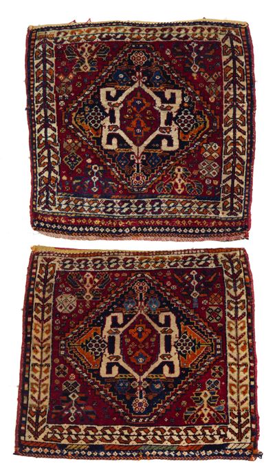 Coppia di Bag Face Qashqai, Persia, prima metà del XX secolo