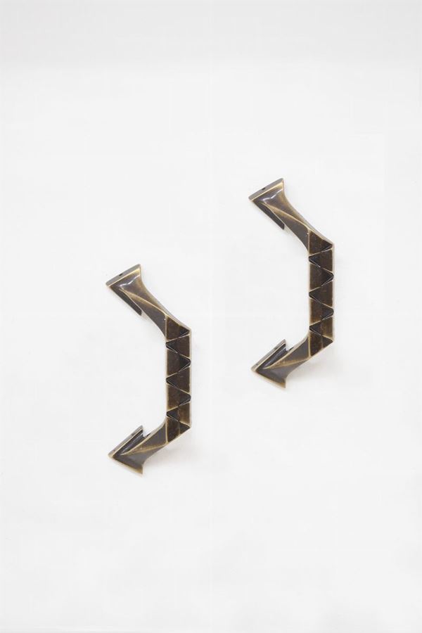 Pair of futurist brass handles