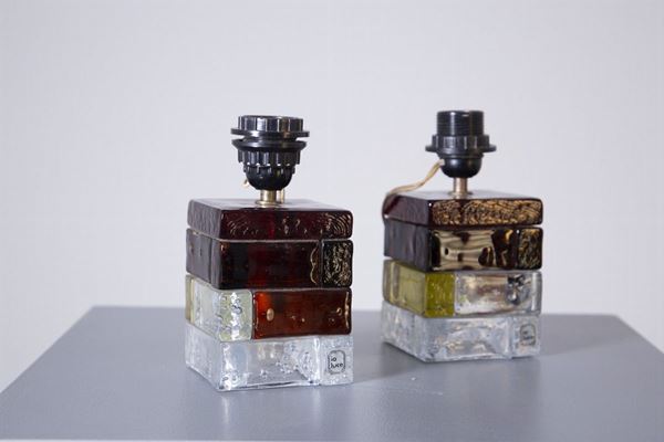 Pair of small glass table lamps for IO LUCE