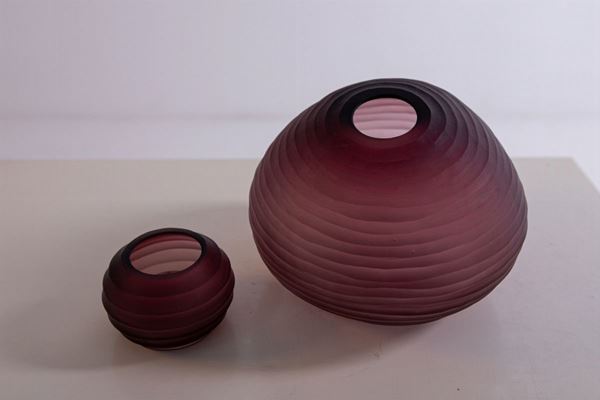 Coppia di vasi in vetro trasparente - Hanami Boutique