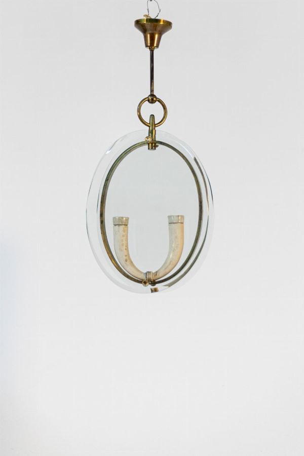 GIO PONTI - Elegante lampadario in ottone