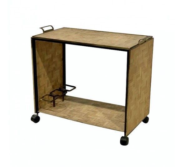 Trolley in brass and bamboo