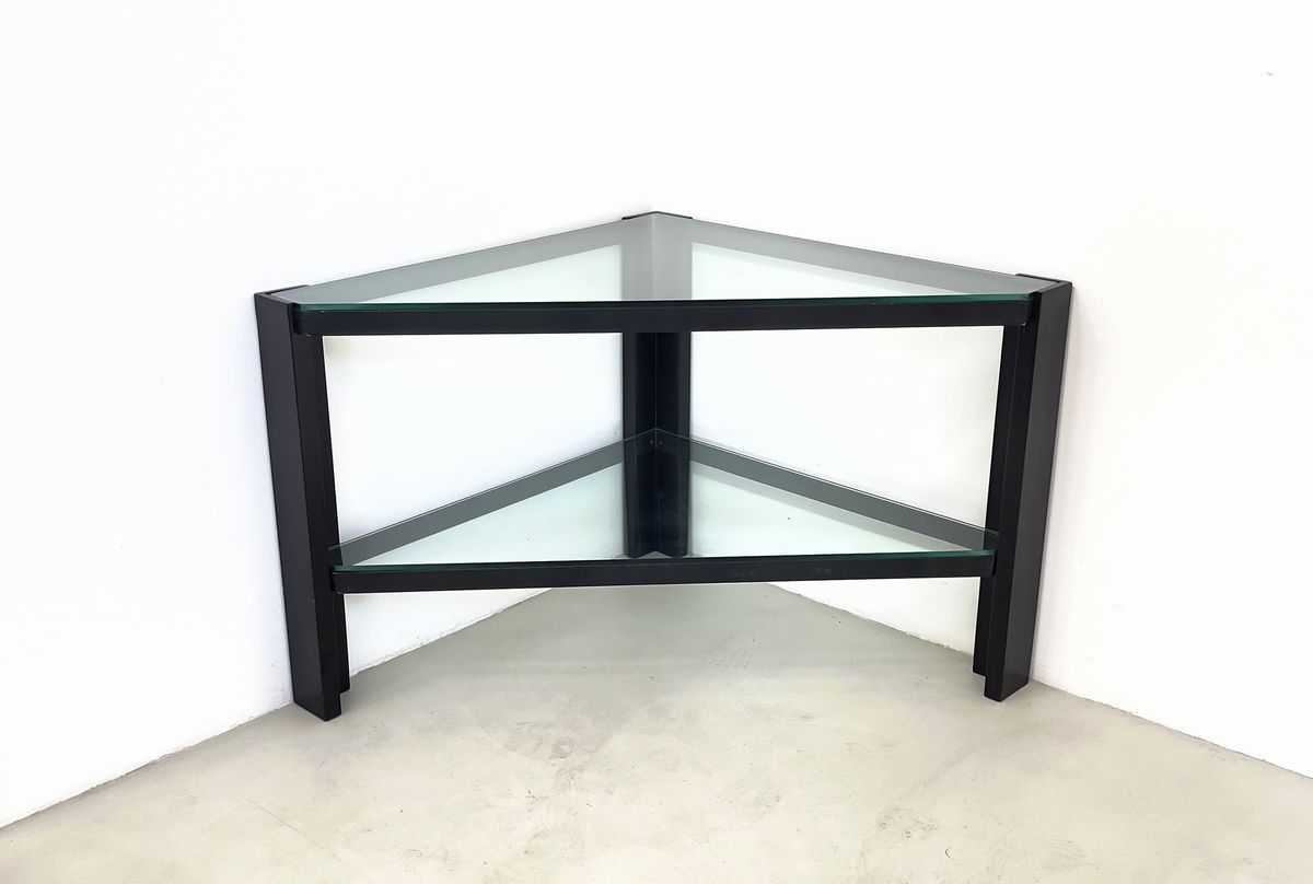 Tavolino angolare in vetro e ferro - Asta + DESIGN - Viscontea