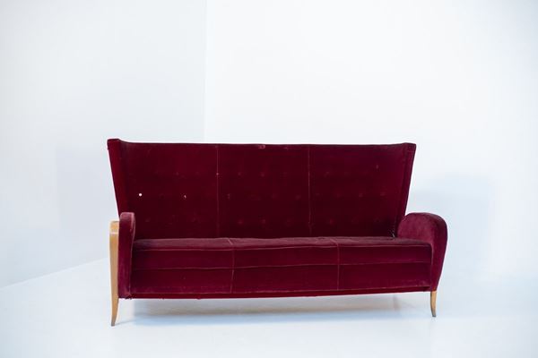 PAOLO BUFFA - Red fabric sofa