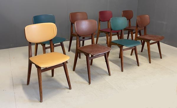 FRANCO OSPITALETTO. - Eight wooden chairs
