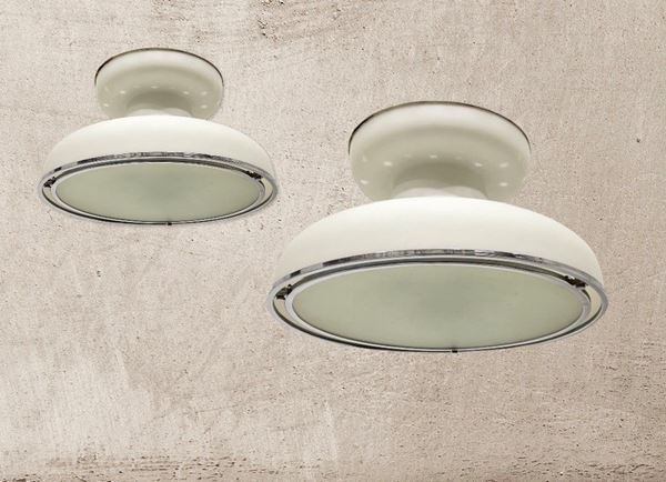 Coppia di plafoniere 2501. Produzione FONTANA ARTE