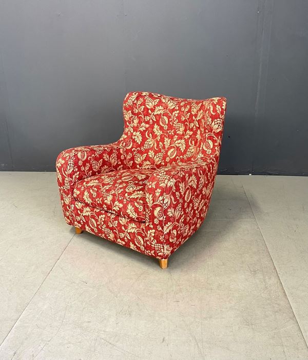 GUGLIELMO ULRICH - Poltrona in legno e tessuto 