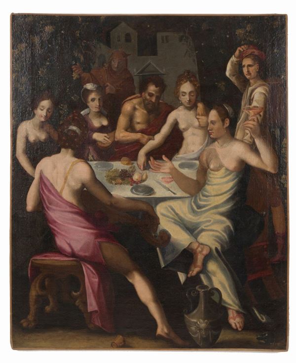 Dipinto olio su tela "BACCANALE"