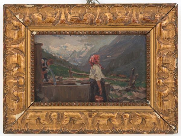 Painting "SHEPHERD AT THE DRINKING BOX"