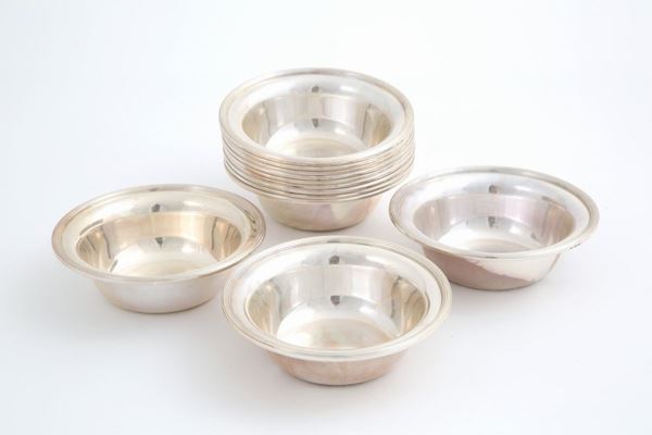 Twelve 800 silver bowls. MIRACOLI