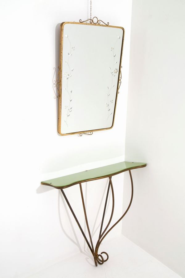 Console with mirror