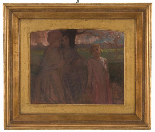 GIOVANNI SOTTOCORNOLA - Drawing "THREE GIRLS UNDER THE TREE"