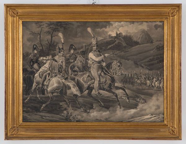 Tempera painting "THE DUKE D'ORLEANS IN BATTLE"