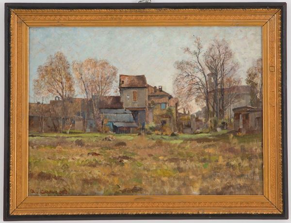 ALFONSO CORRADI - Dipinto "PAESAGGIO LOMBARDO"