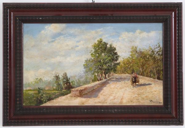 Painting "DONKEY WITH CART ON COUNTRY ROAD"