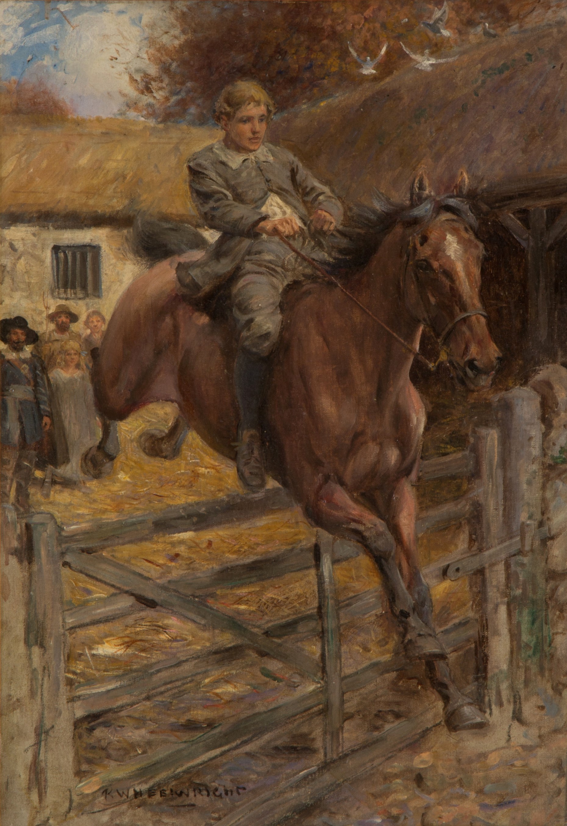 Rowland Wheelwright - Dipinto "salto del Recinto a Cavallo"