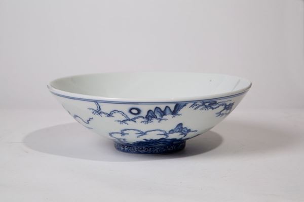 White and blue bowl