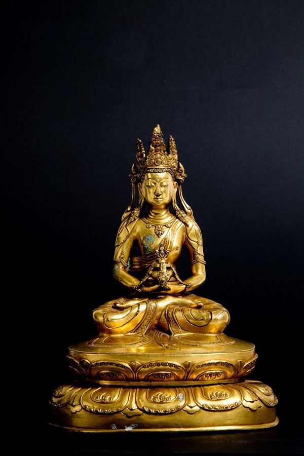 Tara on the lotus flower in bronze